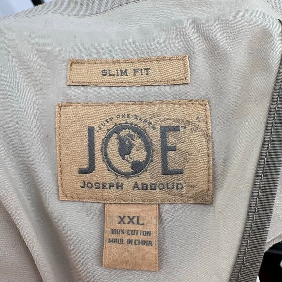 Joe Joseph Aboud Pinstripe Blazer Men's Slim Fit Seersucker XXL Cotton Beige LS - Picture 3 of 7